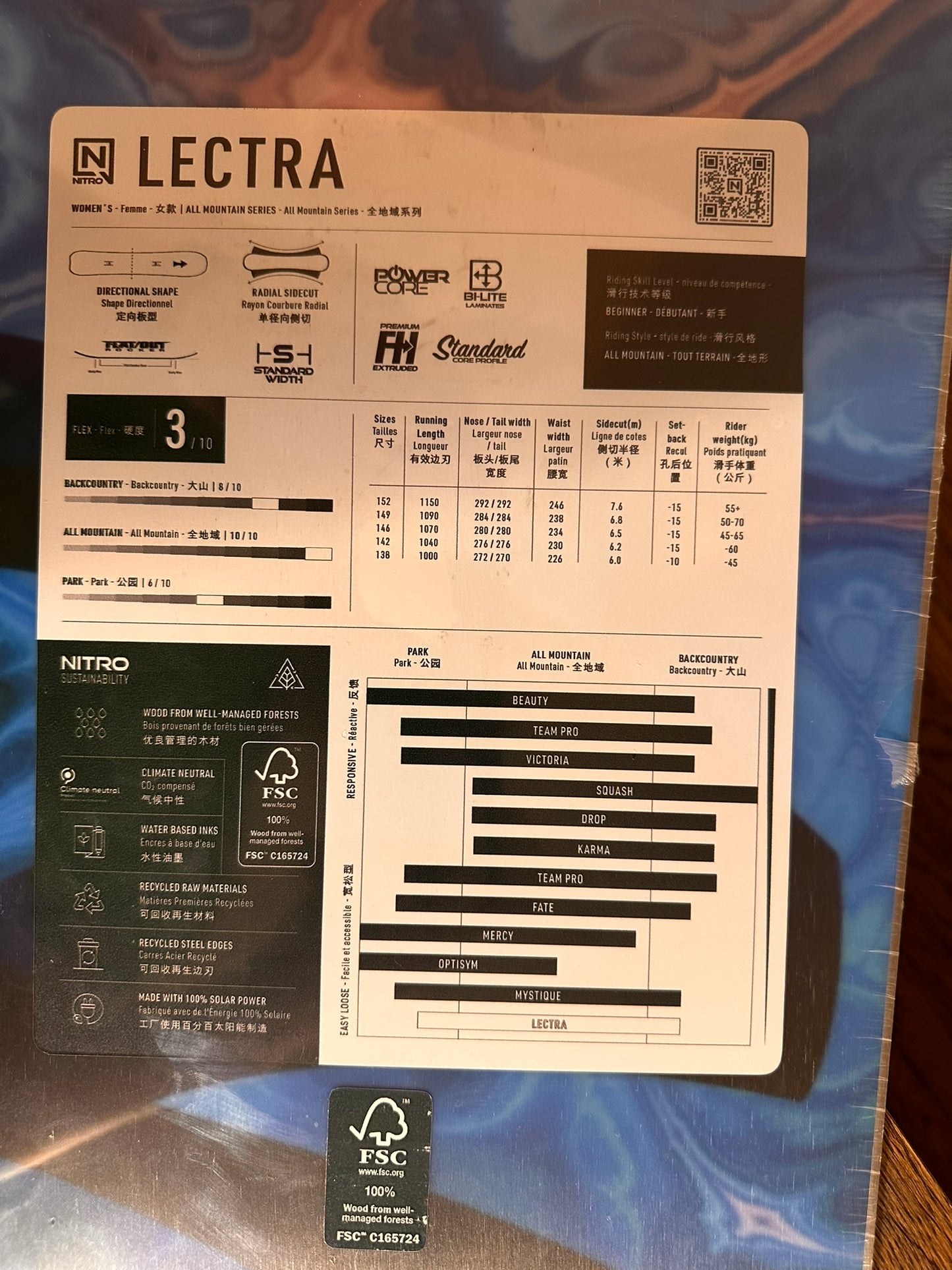 Lumelaua komplekt Nitro Lectra 146cm + klambrid